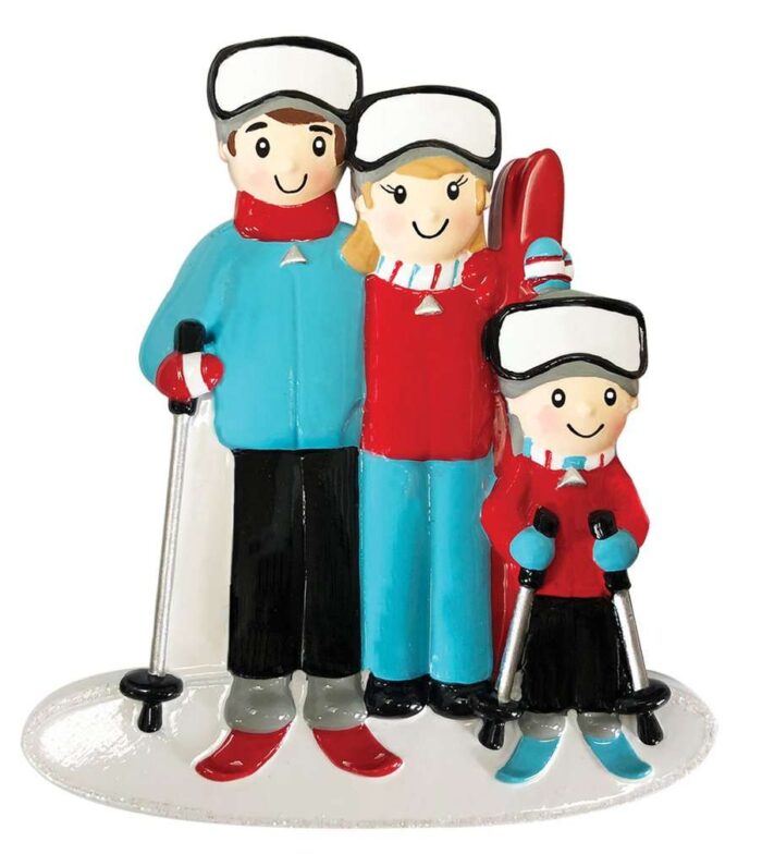 Ski Family Christmas Ornament Personalized