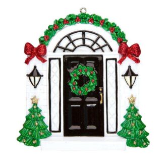 Elegant Black Door Personalized Christmas Ornament