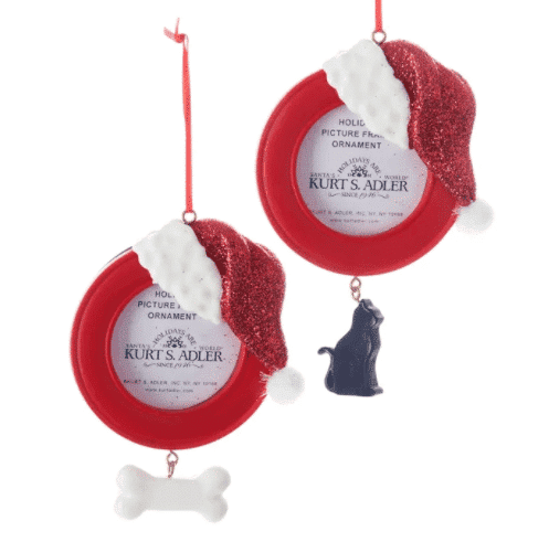 Santa Hat Pet Frame Ornament Personalize