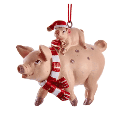 Piggy Back Piglet Ride Ornament