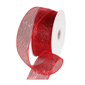 Red Mesh Metallic Ribbon