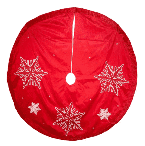 Red Snowflake Embroidered Tree Skirt 60 Full