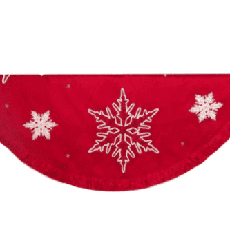 Red Snowflake Embroidered Tree Skirt 60"