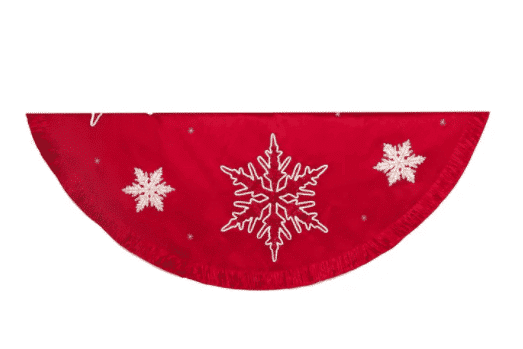 Red Snowflake Embroidered Tree Skirt 60