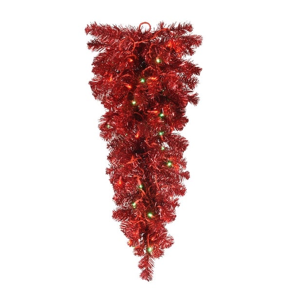Red Tinsel Wreath or Teardrop Led Lights Sale
