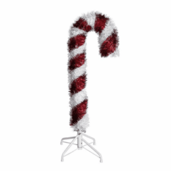 Tinsel Candy Cane Freestanding Decoration