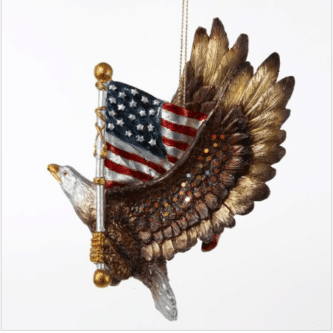Patriotic Eagle with American Flag Ornament
