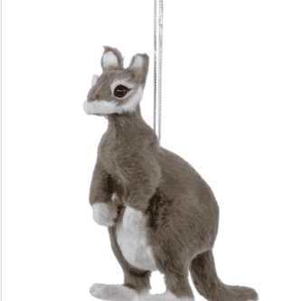 Furry Plush Gray Kangaroo Ornament