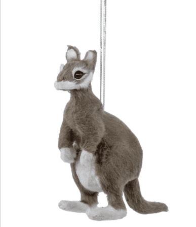 Furry Plush Gray Kangaroo Ornament