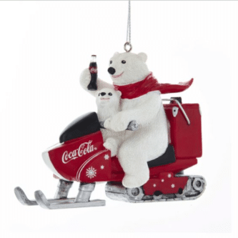 Coca-Cola® Polar Bear With Cub Riding Snow Mobile Ornament