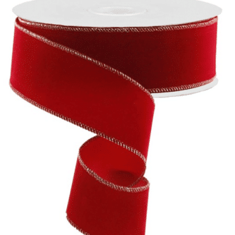 Outdoor Red Velvet with Gold Trim Ribbon