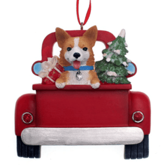 Welsh Corgi Dog In Back Of Truck Personalized Ornament