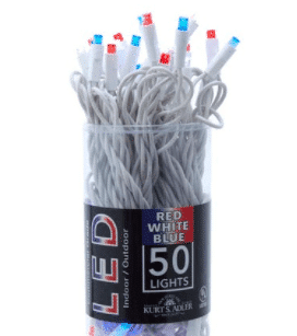 Red White and Blue Wide Angle LED Lights 50 Bulbs