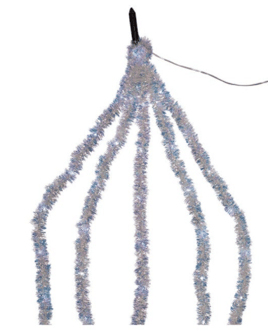 Silver Iridescent Tinsel Cascade Cool White Light Set