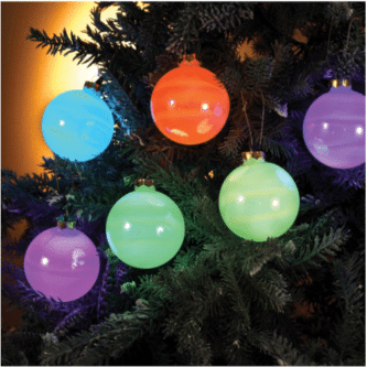 6-Light Glass Ball Ornament Color-Changing LED Light Set