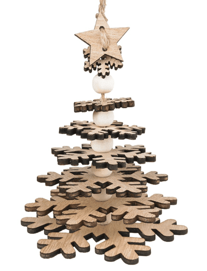 Tiered Wooden Snowflake Tree Ornament