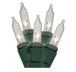 Mini Lights Green Cord Clear or Multi Colored 35 Bulbs