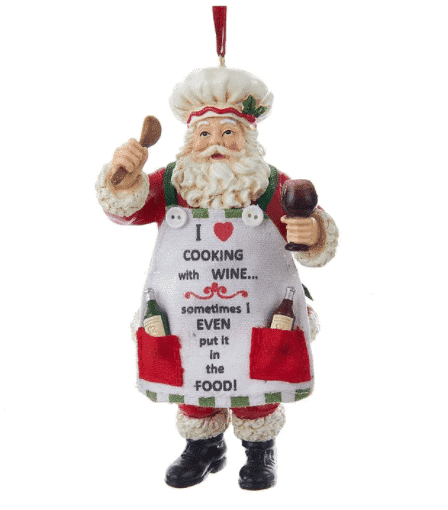 Chef Santa Cooking with Wine Ornament