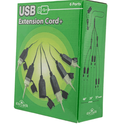 Box Split USB Extension Cord Dual Outlet