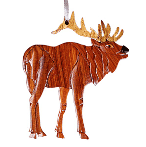 Standing Elk Intarsia Ornament