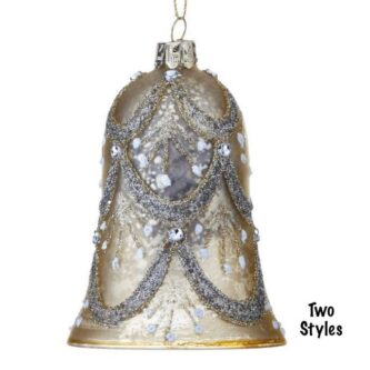Vintage Looked Beaded Bell Ornament