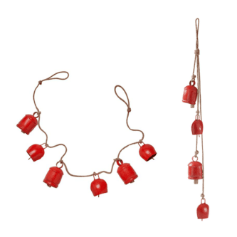 Antique Look Red Bells and Jute Swag or Garland