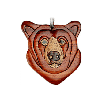 Wood Bear Intarsia Double Sided Ornament