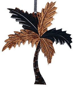 Wood Palm Tree Intarsia Double Sided Ornament