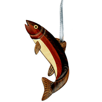 Wood Trout Intarsia Double Sided Ornament