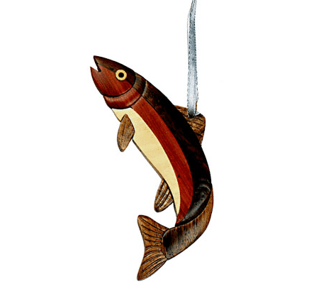 Wood Trout Intarsia Double Sided Ornament