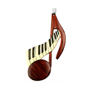 Wood Music Note With Keyboard Intarsia Double Sided Ornament