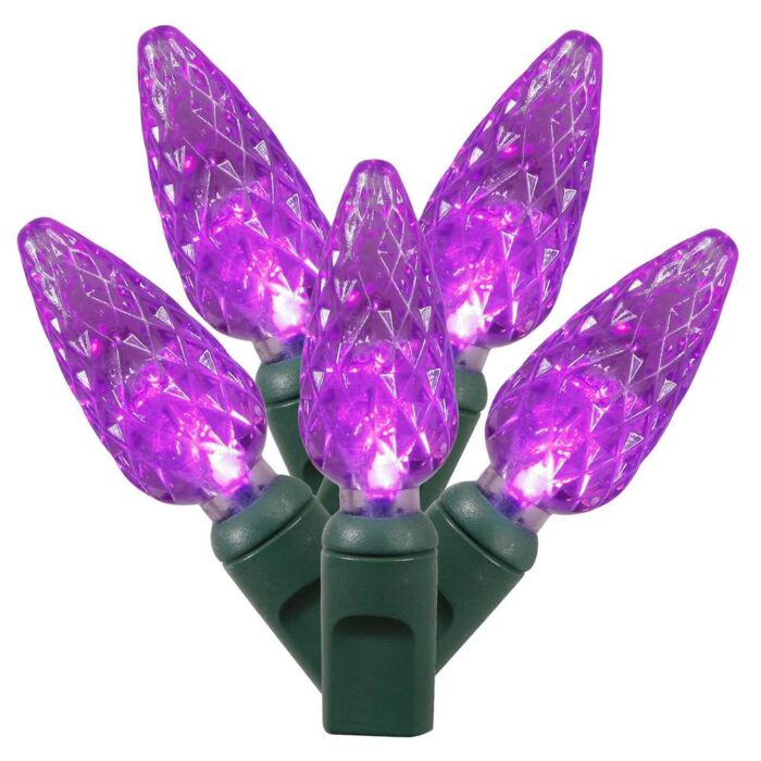 50 Bulb Faceted Led C6 Light Sets Purple