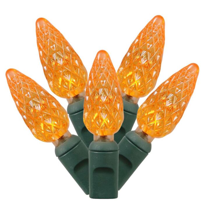 50 Bulb Faceted Led C6 Light Sets Orange