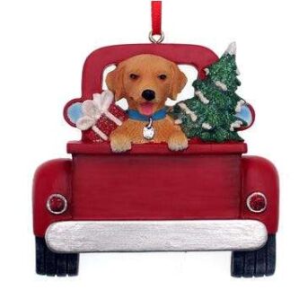 Golden Retriever Dog In Back Of Truck Personalized Ornament