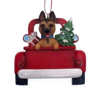 German Shepherd Dog In Back Of Truck Personalized Ornament