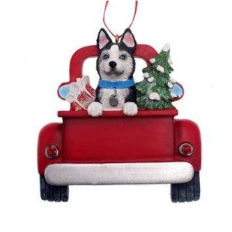 Husky Dog In Back Of Truck Personalized Ornament