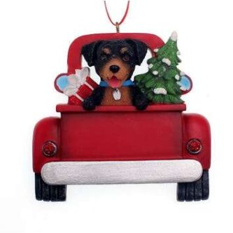 Rottweiler In Back Of Truck Personalized Ornament