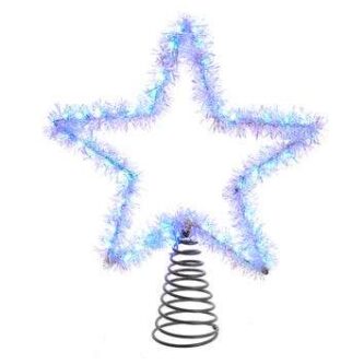 Cool White Silver Tinsel Star Treetop