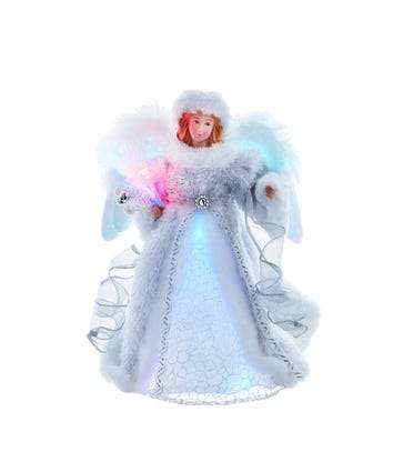 Fiber optic Silver and White Angel Treetop