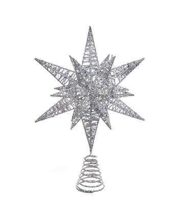 Tree Topper Silver Glitter Wire 3d Star