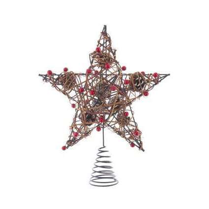 Natural Brown Star with Berries and Pinecones Treetop