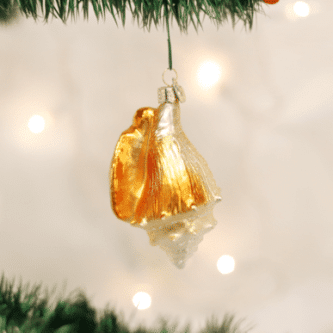 Old World Christmas Blown Glass Golden Seashell Ornament