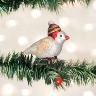 Red Hat Snowbird Ornament Old World Christmas