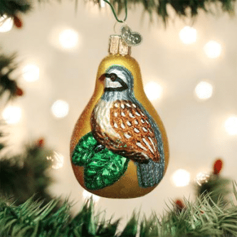 Old World Partridge In A Pear Blown Glass Ornament