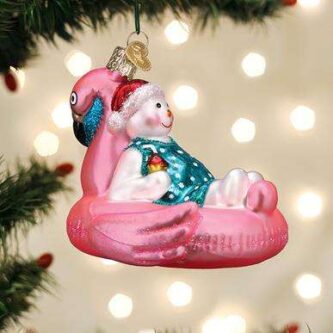 Old World Christmas Blown Glass Pool Float Snowman Ornament