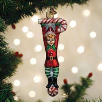 Old World Christmas Blown Glass Playful Elf Ornament