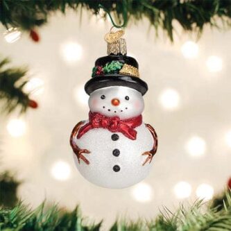 Holly Hat Snowman Ornament Old World Christmas
