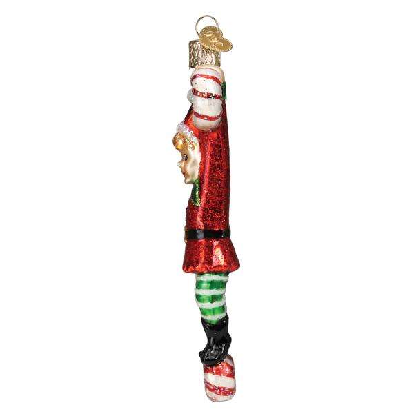 Old World Christmas Blown Glass Playful Elf Ornament