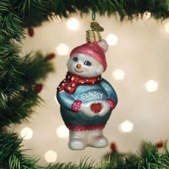 Old World Christmas Blown Glass Expectant Snowlady Ornament