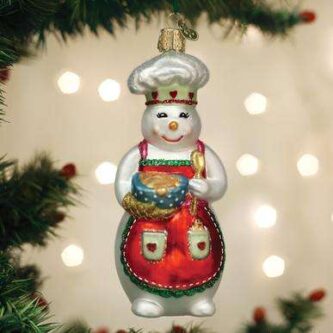 Old World Christmas Blown Glass Snow Woman Chef Ornament
